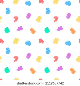 Vector pattern with a set of numbers in the style of bubbles, numbers from 0 to 9, pattern on a white background. Vector illustration for posters, flyers, packaging, postcards, children's clothing.