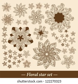 vector pattern set Ornamental round floral  lace pattern