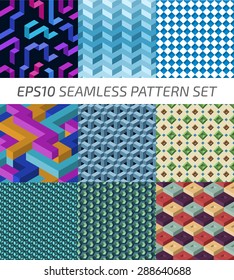 Vector pattern set. Seamless backgrounds. 
