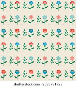 Vector pattern set of various flowers. Background with flowers. Spring set of flowers