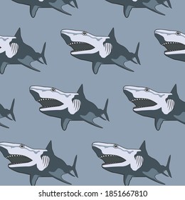 Patrón vectorial de tiburón. Marítimo y náutico. Tema marino.