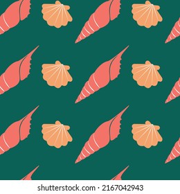 Vector pattern with shells. Seashells is ideal for textiles, wallpaper, notebook and other products.