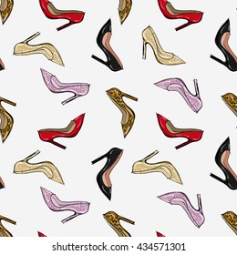 vector  pattern with  shoes on white background