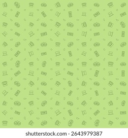 Vector pattern of shop, festival mask, magician hat, and ticket. for festival theme background design