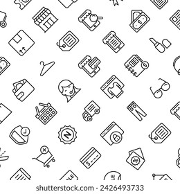 Vector Pattern with Shopping, Seamless Background.