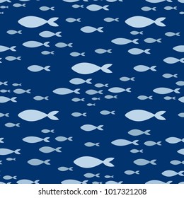 Vector Pattern with silhouettes of underwater Sea Fish, Contemporary Background and print, Cloth design for Kids