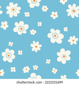 Vector pattern with simple cute flowers. Liberty seamless background. Trendy colors illustration for fashion textile.