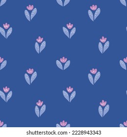 Vector pattern with simple cute flowers. Liberty seamless background. Trendy colors illustration for fashion textile.