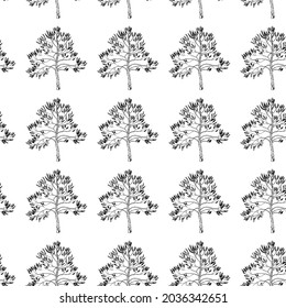 Vector pattern simple drawing of a tree. Tree pattern. For printing on fabric.