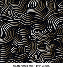 Vector pattern of sinuous lines. Background of strands of hair, curls. An ornament made of smooth lines, florishes, ribbons. Texture with 3D effect.