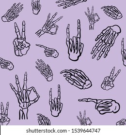 Vector pattern with skeleton hands 