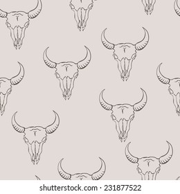 Vector pattern with skulls of animals