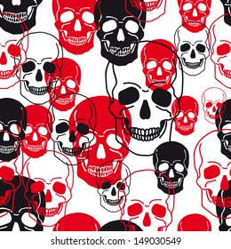 Vector pattern with skulls.Modern stylish texture. Repeating abstract background.