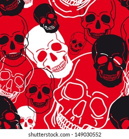Vector pattern with skulls.Modern stylish texture. Repeating abstract background.