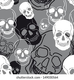 Vector pattern with skulls.Modern stylish texture. Repeating abstract background.