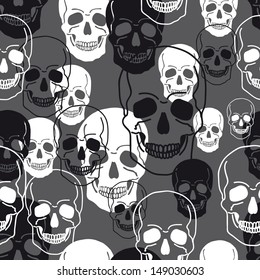 Vector pattern with skulls.Modern stylish texture. Repeating abstract background.