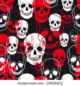 Vector pattern with skulls.Modern stylish texture. Repeating abstract background.