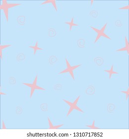 Vector pattern with sky and stars in pastel colors