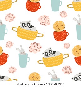 vector pattern with sleeping animals