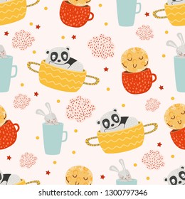 vector pattern with sleeping animals