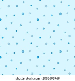 Vector pattern with small blue bubbles on a blue background. Bubbles, circles, speckles. Pattern for fabrics, pajamas, dresses, posters.