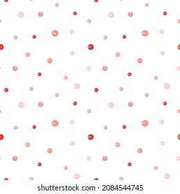 Vector pattern with small pink bubbles on a white background. Bubbles, circles, speckles. Pattern for fabrics, pajamas, dresses, posters.