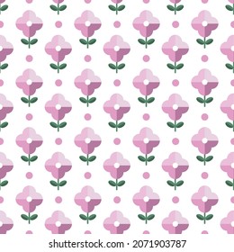 Vector pattern with small pink flowers on a white background. Ornament for textiles, printing, decoration, surfaces on the themes of nature, gardening, floristry.