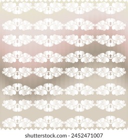 Vector pattern of small shapes resembling hearts on gradient delicate background.