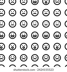 Patrón vectorial con emoticonos sonrientes, fondo sin soldadura.