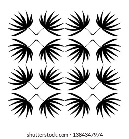 Vector pattern smooth with black and black tropical leaves in a transparent background. Illustrated abstract