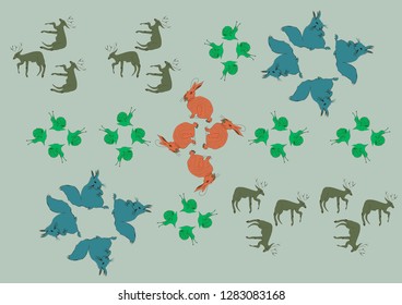 Vector pattern with snails and rabbits