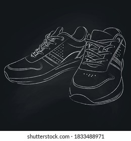 Vector pattern of sneakers on chalk board