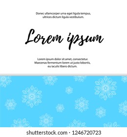 Vector pattern with snowflakes. Blue background. Vector illustration. As template for print, banner, copybooks, book, blocco note