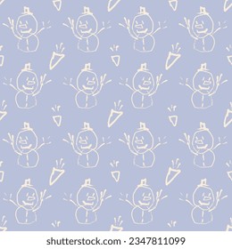 Vector pattern with Snowman. Christmas seamless pattern with snowman. Perfect for wallpaper, wrapping paper, pattern fills, winter greetings, web page background, Christmas and New Year greeting cards