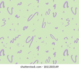 vector pattern of soft green color with purple swirls