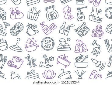 Vector pattern of the spa and wellness elements on a white background. Illustration for cosmetics factories.