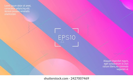 Vector Pattern. Space Technology Poster. Purple Vibrant Frame. 3d Screen. Curve Geometric Composition. Horizontal Page. Cool Landing Page. Blue Vector Pattern