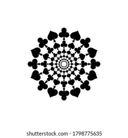 Patrón vectorial de la tarjeta de juego de póquer de palo y club. Ornamentos abstractos de póquer de casino para impresiones de juegos y banners de apuestas.