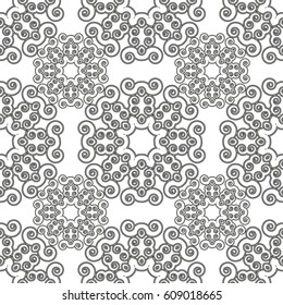 Vector pattern with spiral curls. Stylized seamless ornament of spirals. Modern stylish texture.