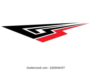 Patrón vectorial para un coche deportivo, moto, barco. Patrón deportivo, pegatina de vehículo, patrón de ropa deportiva, para juguetes. Flecha. Elemento de diseño. Fondo vectorial moderno.