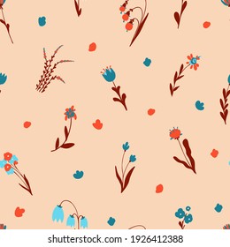 vector pattern with spring flowers on a light background.