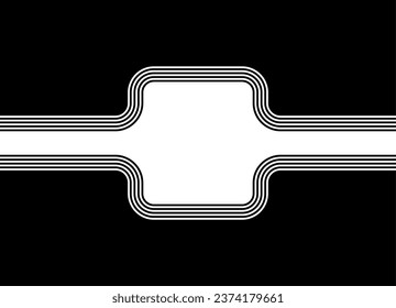 Vector pattern with a square in the center made of parallel lines in retro style. Striped black and white design element. Modern vector background