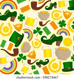 Vector pattern of St. Patrick's day symbols