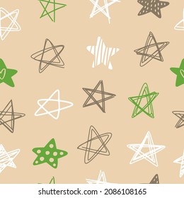 Vector pattern with stars drawn by hand