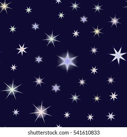 vector pattern with stars on dark sky