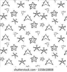 Vector pattern with stars on white background.