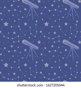 Vector pattern with stars and telescope