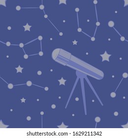 Vector pattern with stars and telescope