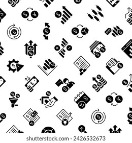 Vector Pattern with Stock Market and Trading, Seamless Background.