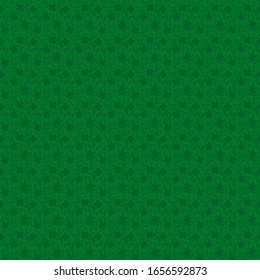 Vector pattern for St.Patrick day. Clover leaves on twisted curved stems on a green background